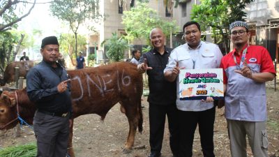 Semarak Idul adha 1446 H : JNE Pusat Salurkan Hewan Kurban melalui EEGD ke Disnaker, Polres Jakbar, & Masjid Al Mujahidin